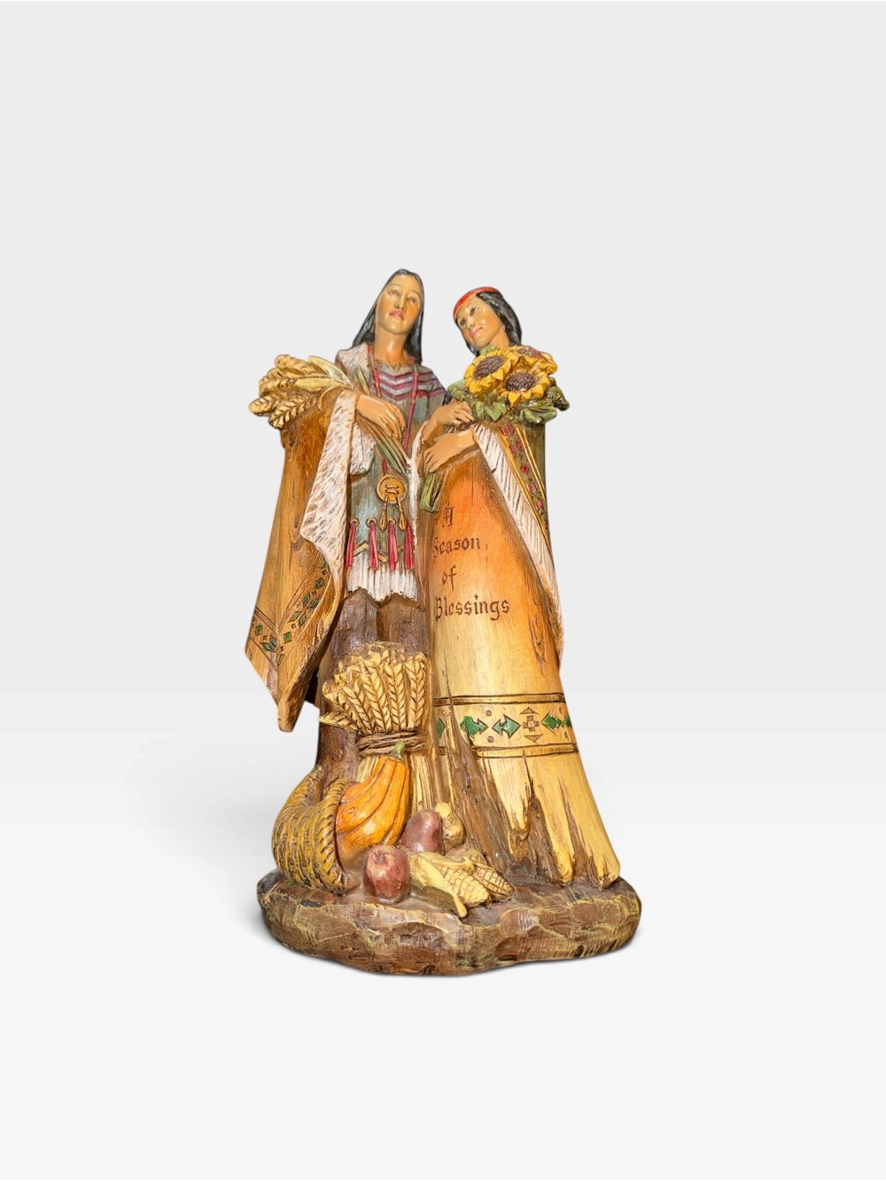 Season of Blessings Harvest Figurine - Decorative Home Art (Golden Brown)